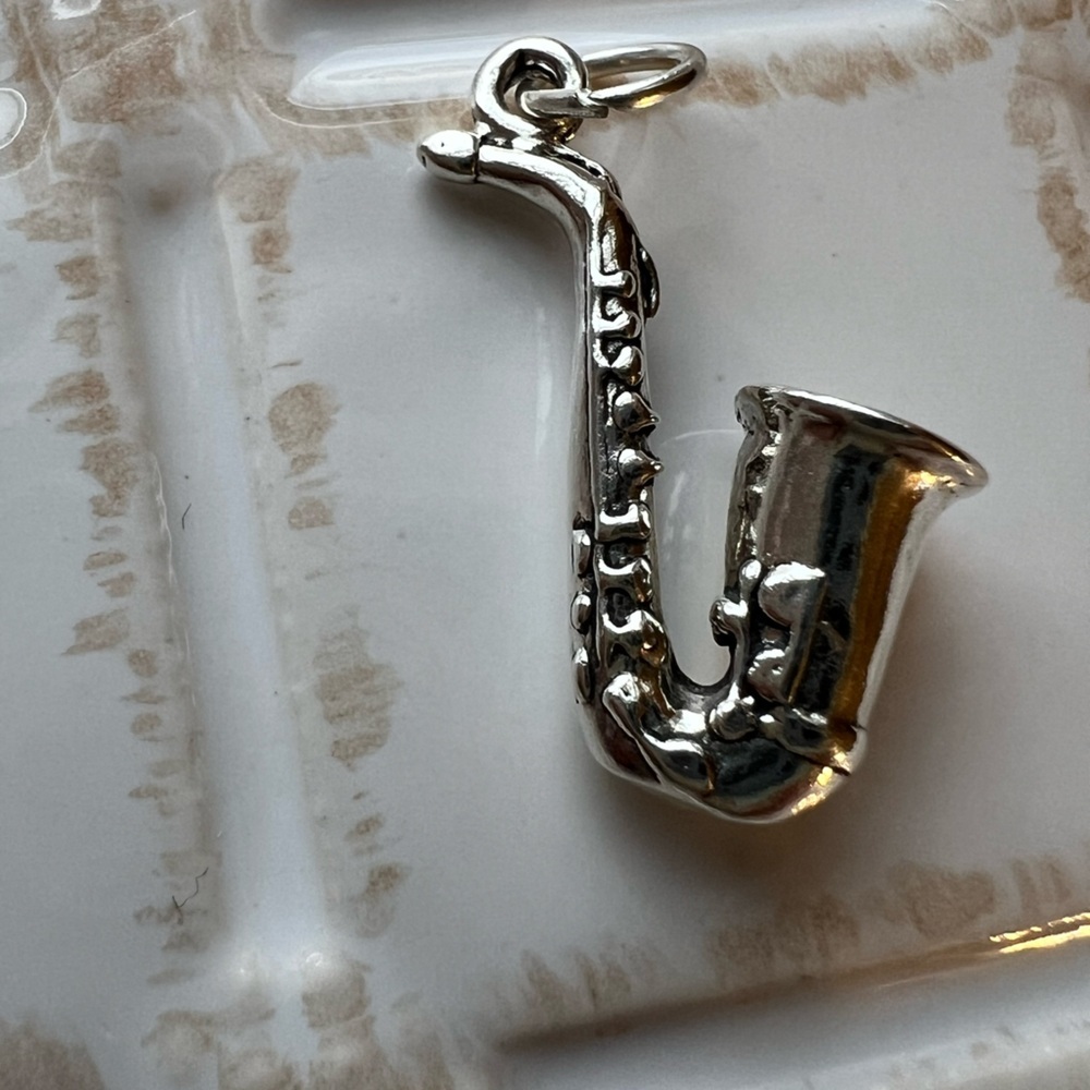 Saxophone Vintage Silver Tone Charm NOS